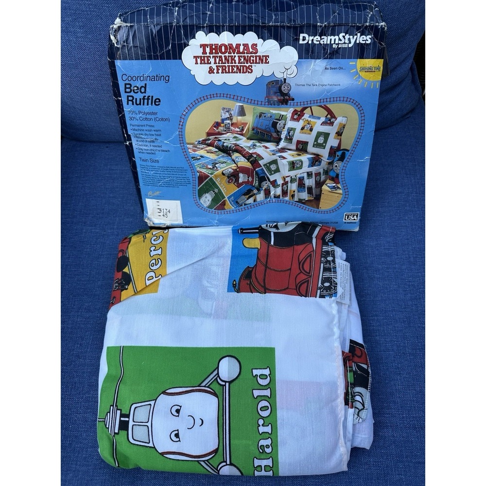 Vintage THOMAS THE TANK ENGINE Train Twin Bed Ruffle New